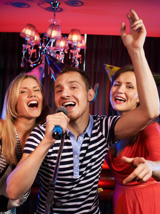 Karaoke machines allow amateur singers to perform for fun at parties.