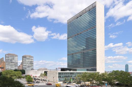 The United Nations Headquarters in New York, which was designed by a team that included Le Corbusier and Oscar Niemeyer, is an example of the "Internationalist" school of modern architecture.