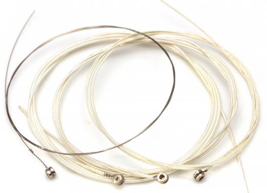 Acoustic guitar strings are made from a variety of alloys, including bronze, brass and steel.