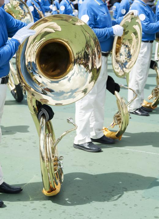 The tube of a tuba ranges in length from 12 to 18 feet.