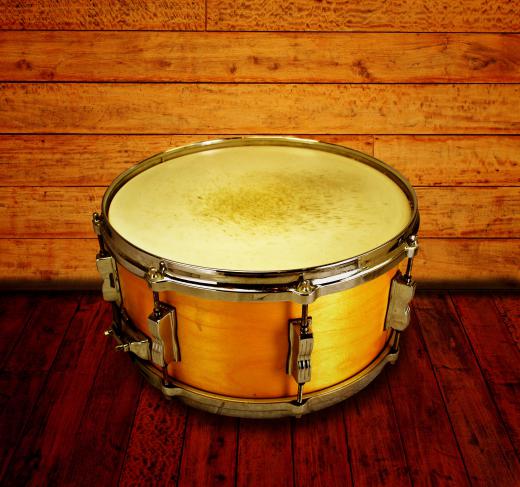 The snare drum is one of four drums commonly found in a drum line.